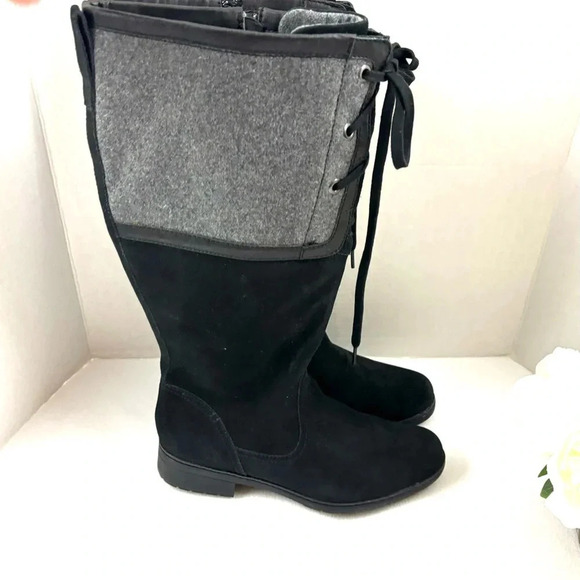 NWOT Clarks Black Lamb Wool Merrian Noble Wide Calf Knee High Riding Boot (9W) - Picture 9 of 15